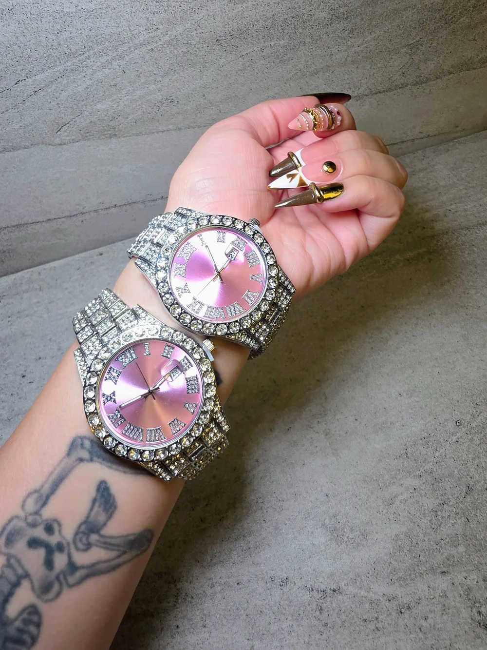 Women's Pink Crystal Accent Bracelet Watch